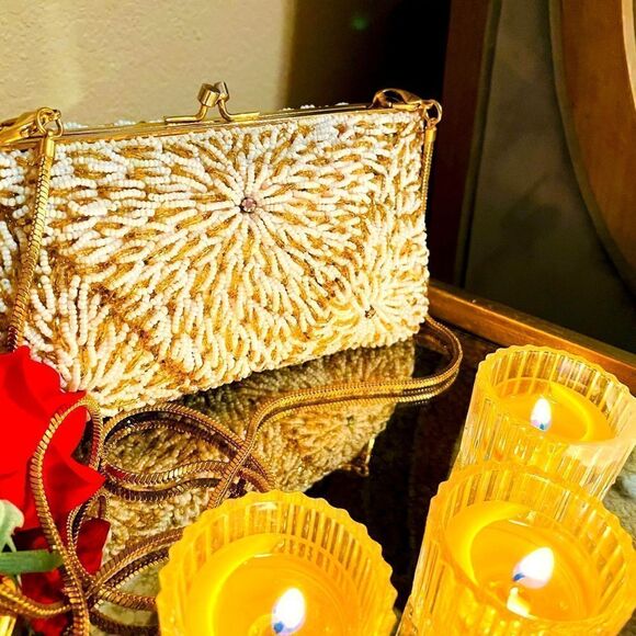 ♥️ Stunningly gorgeous seed bead vintage Walborg purse, 1950s-60s - Picture 7 of 10